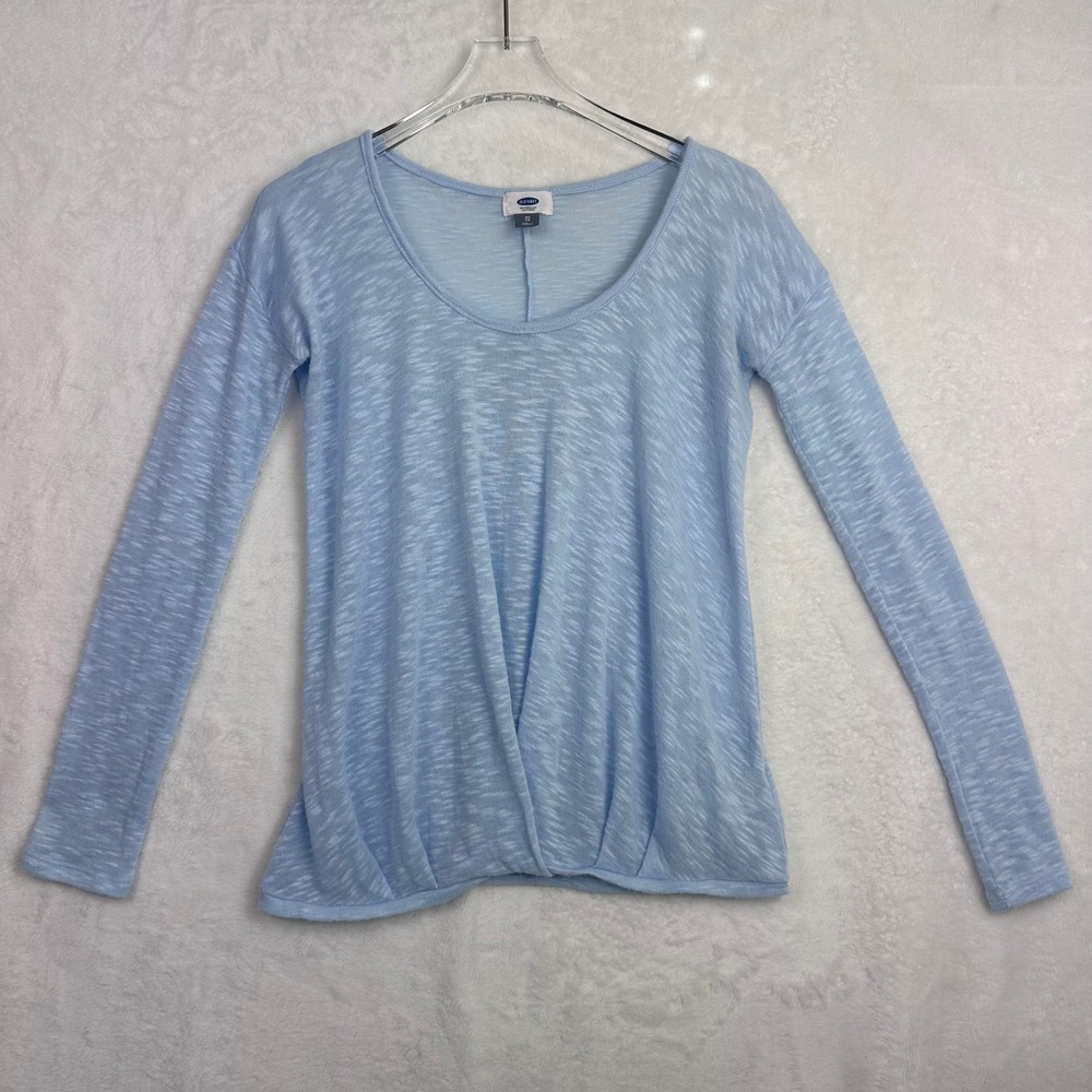 Old Navy Womens Top XS Blue Twist Front‎ Long Sleeve Scoop Neck Casual Knit